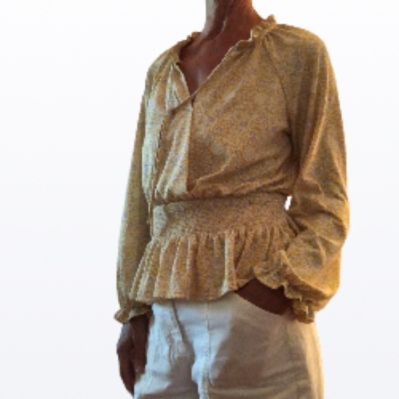 Melloday BOHO ruffled V neck bouncy blouse medium - Picture 3 of 14